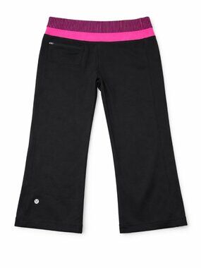 RARE Lululemon Astro Crop with Pink Crossover Waist Band - Size 8